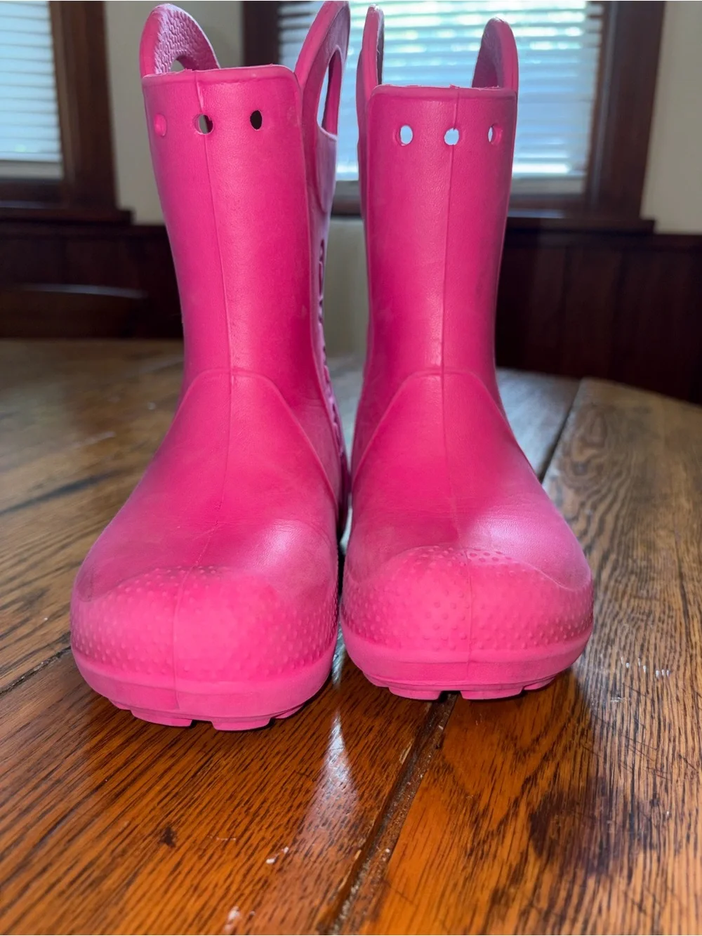 Crocs Waterproof Pull On Rain Boots Kids Size C 12 Hot Pink